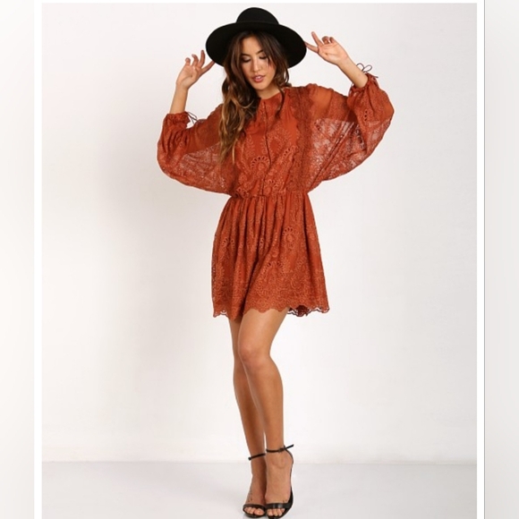 Zimmermann Alchemy Twine Embroidery Copper Dress Size 1 US 4-6 - Picture 1 of 15